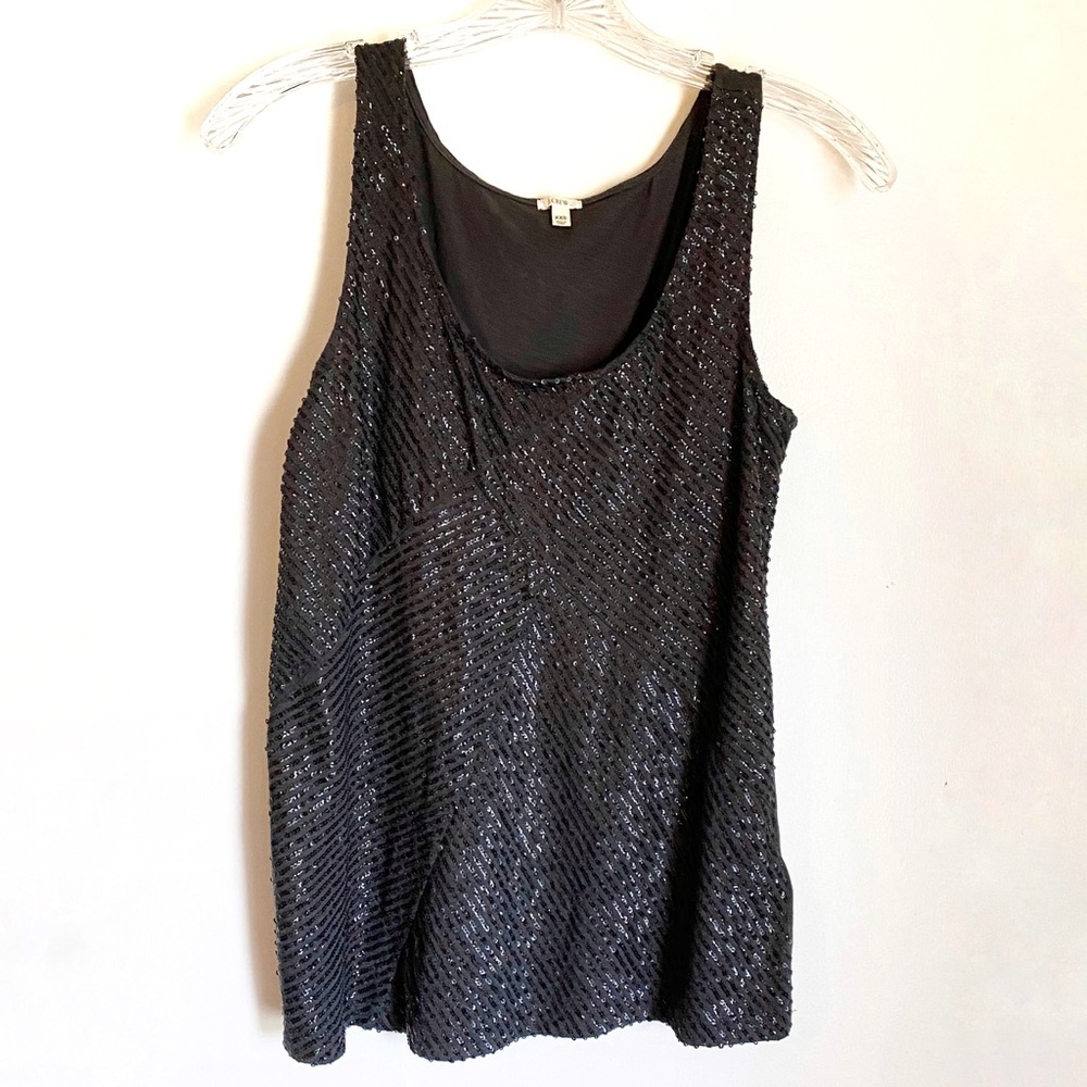 J Crew sequin tank top, charcoal gray, size xxs